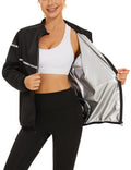 LAZAWG Sweat Sauna Suit Women Zipper Workout Long Sleeve Sweat Sauna Jackets for Gym Exercise